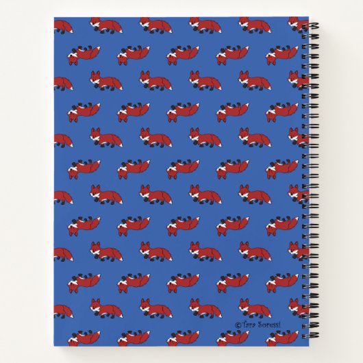 Cute Little Red Fox Pattern Blauw Notitieboek (Achterkant)