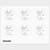 Cute Little Red Heart Sweet Wedding Thank You Gift Ronde Sticker (Vel)