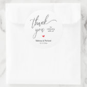 Cute Little Red Heart Sweet Wedding Thank You Gift Ronde Sticker (Tas)