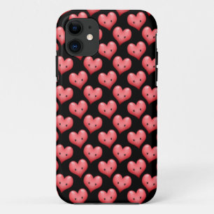 Cute Little Red Hearts on Black iPhone 11 Hoesje