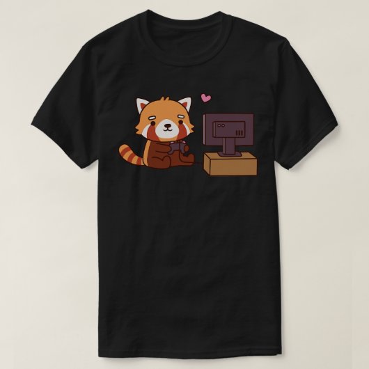 Cute Little Red Panda houdt van games T-shirt (Design voorkant)