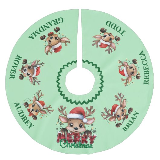 Cute Little Reindeer Christmas Tree Skirt Kerstboom Rok (Voorkant)
