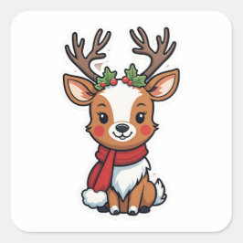 Cute Little Reindeer Vierkante Sticker