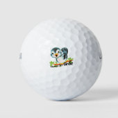 Cute Little Retro Bird Geboren in Birdie Golfers G Golfballen (Voorkant)