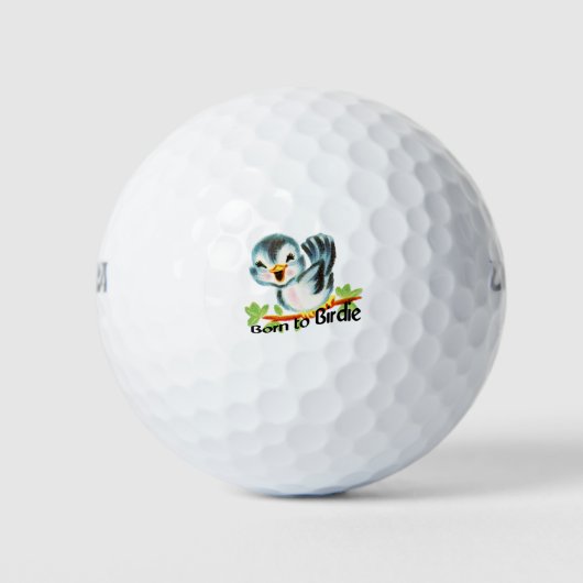 Cute Little Retro Bird Geboren in Birdie Golfers G Golfballen (Voorkant)