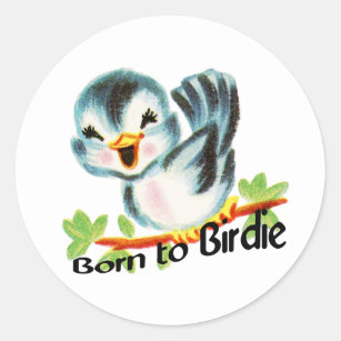 Cute Little Retro Bird Geboren in Birdie Golfers G Ronde Sticker