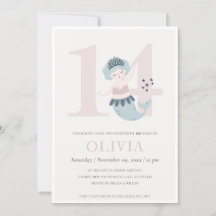 Cute Little Roze Blauwe Zeemeermin 14e Verjaardags