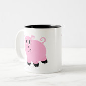 Cute Little Roze Piggy Cute Pig Tweekleurige Koffiemok (Voorkant links)