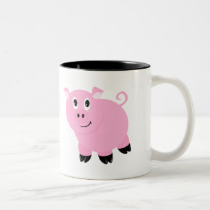Cute Little Roze Piggy Cute Pig Tweekleurige Koffiemok