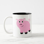 Cute Little Roze Piggy Cute Pig Tweekleurige Koffiemok (Links)