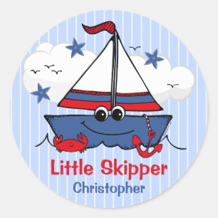 Cute Little Sailboat Ronde Sticker