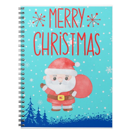 Cute Little Santa Blue Notitieboek (Voorkant)