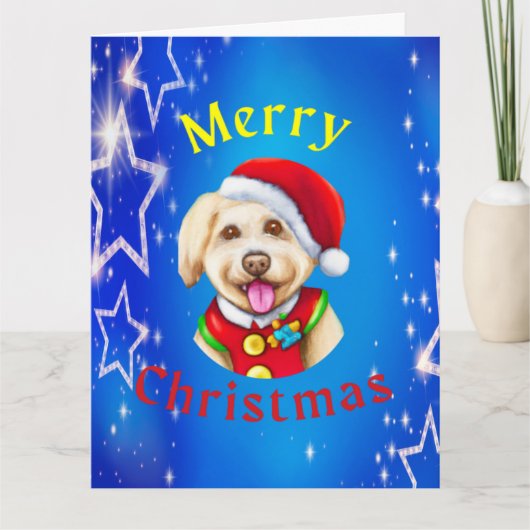 Cute Little Santa Pup Happy Kerstmis Kaart (Voorkant)