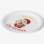 Cute Little Santa Pup Happy Kerstmis Papieren Bordje (Gekanteld)