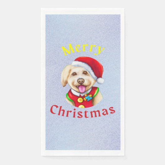 Cute Little Santa Pup Happy Kerstmis Servet (Voorkant)