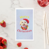 Cute Little Santa Pup Happy Kerstmis Servet (Insitu)