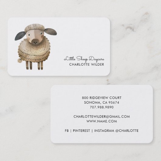Cute Little Sheep Daycare Business Card Visitekaartje (Voorkant / Achterkant)