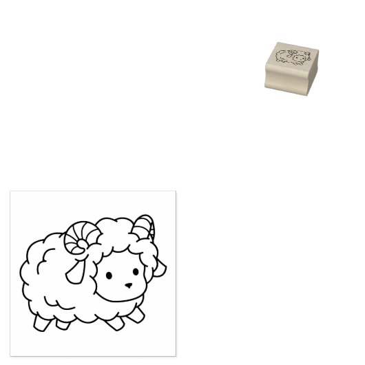 Cute Little Sheep Ram 2 Rubberstempel (Gestempeld)
