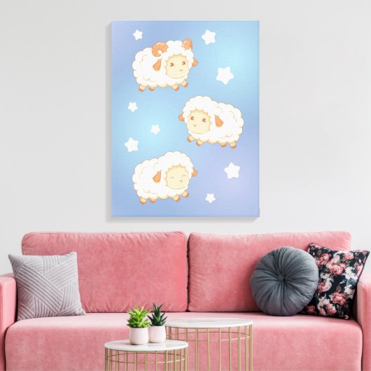 Cute Little Sheep Ram Canvas Afdruk (Insitu (Woonkamer))