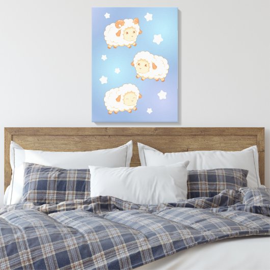 Cute Little Sheep Ram Canvas Afdruk (Insitu (Slaapkamer))