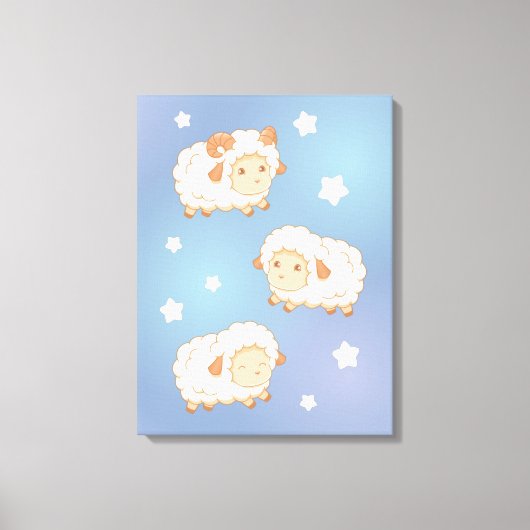 Cute Little Sheep Ram Canvas Afdruk (Voorkant)