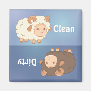 Cute Little Sheep Ram Clean Dirty Dishwasmachine Magneet