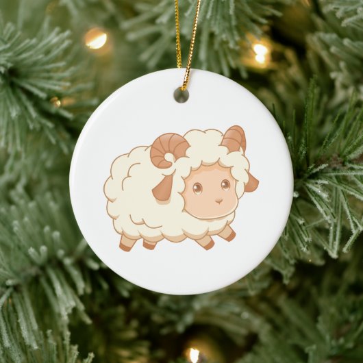 Cute Little Sheep Ram Keramisch Ornament (Boom)