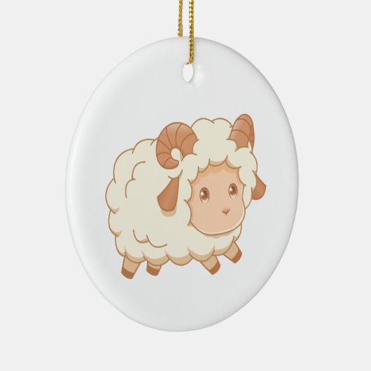 Cute Little Sheep Ram Keramisch Ornament (Rechts)