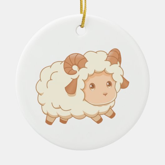 Cute Little Sheep Ram Keramisch Ornament (Voorkant)
