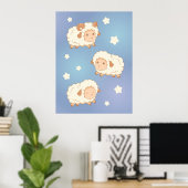 Cute Little Sheep Ram Poster (Thuiskantoor)