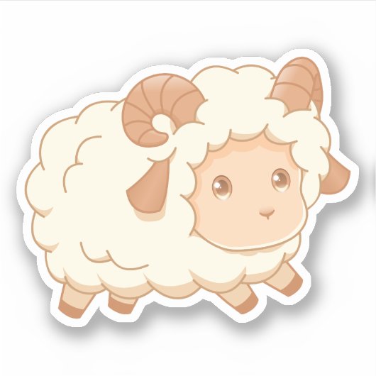 Cute Little Sheep Ram Sticker (Voorkant)