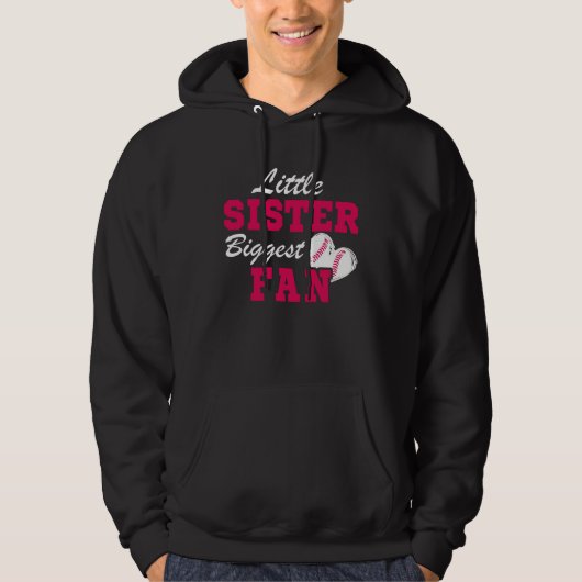 Cute Little Sister Biggest Fan Baseball Sister Bas Hoodie (Voorkant)