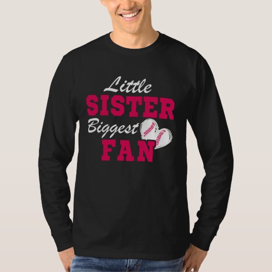 Cute Little Sister Biggest Fan Baseball Sister Bas T-shirt (Voorkant)