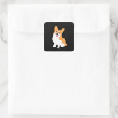 Cute Little Smiling Corgi Puppy Vierkante Sticker (Tas)