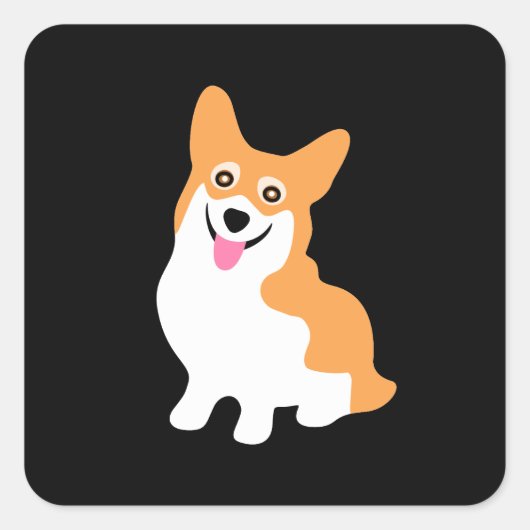 Cute Little Smiling Corgi Puppy Vierkante Sticker (Voorkant)