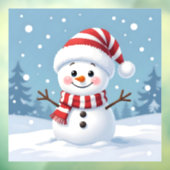 Cute little snowman with scarf & hat raamsticker (Vel 3)