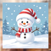 Cute little snowman with scarf & hat raamsticker (Vel 2)