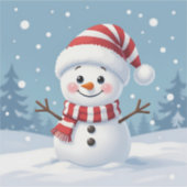 Cute little snowman with scarf & hat sticker (Voorkant)