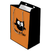 Cute Little Spooky Black Halloween Owl Medium Cadeauzakje (Achterkant Gekanteld)