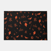 Cute Little Spooky Ghost Black Orange Halloween Deurmat (Voorkant)