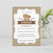 Cute Little Squirrel Birthday Invitation Woodland Kaart (Staand voorkant)