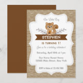 Cute Little Squirrel Birthday Invitation Woodland Kaart (Voorkant / Achterkant)