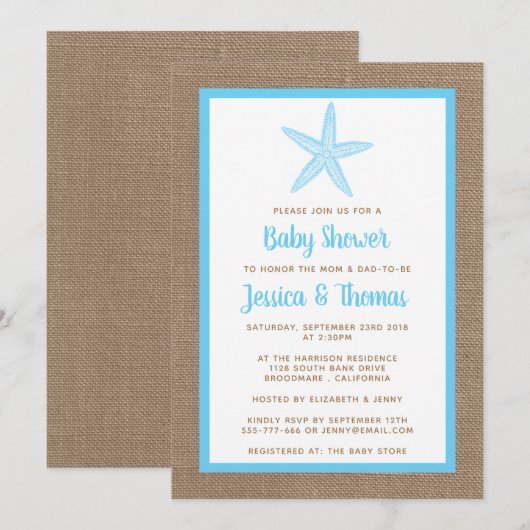 Cute Little Starfish Baby shower | Alle kleuren Kaart (Voorkant / Achterkant)