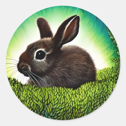 Cute Little Storybook Bunny Ronde Sticker (Voorkant)