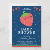 Cute Little Strawberry Baby shower Invitation Kaart (Voorkant)