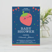 Cute Little Strawberry Baby shower Invitation Kaart (Staand voorkant)