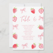 Cute Little Strawberry Bow Baby Girl Table Number (Voorkant)