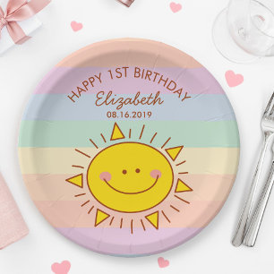 Cute Little Sunshine Baby First Birthday Party Papieren Bordje
