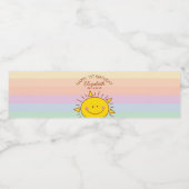 Cute Little Sunshine Baby First Birthday Party Waterfles Etiket (Enkel label)