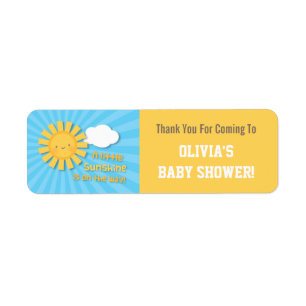 Cute Little Sunshine Baby Shower Bedanklabels Etiket